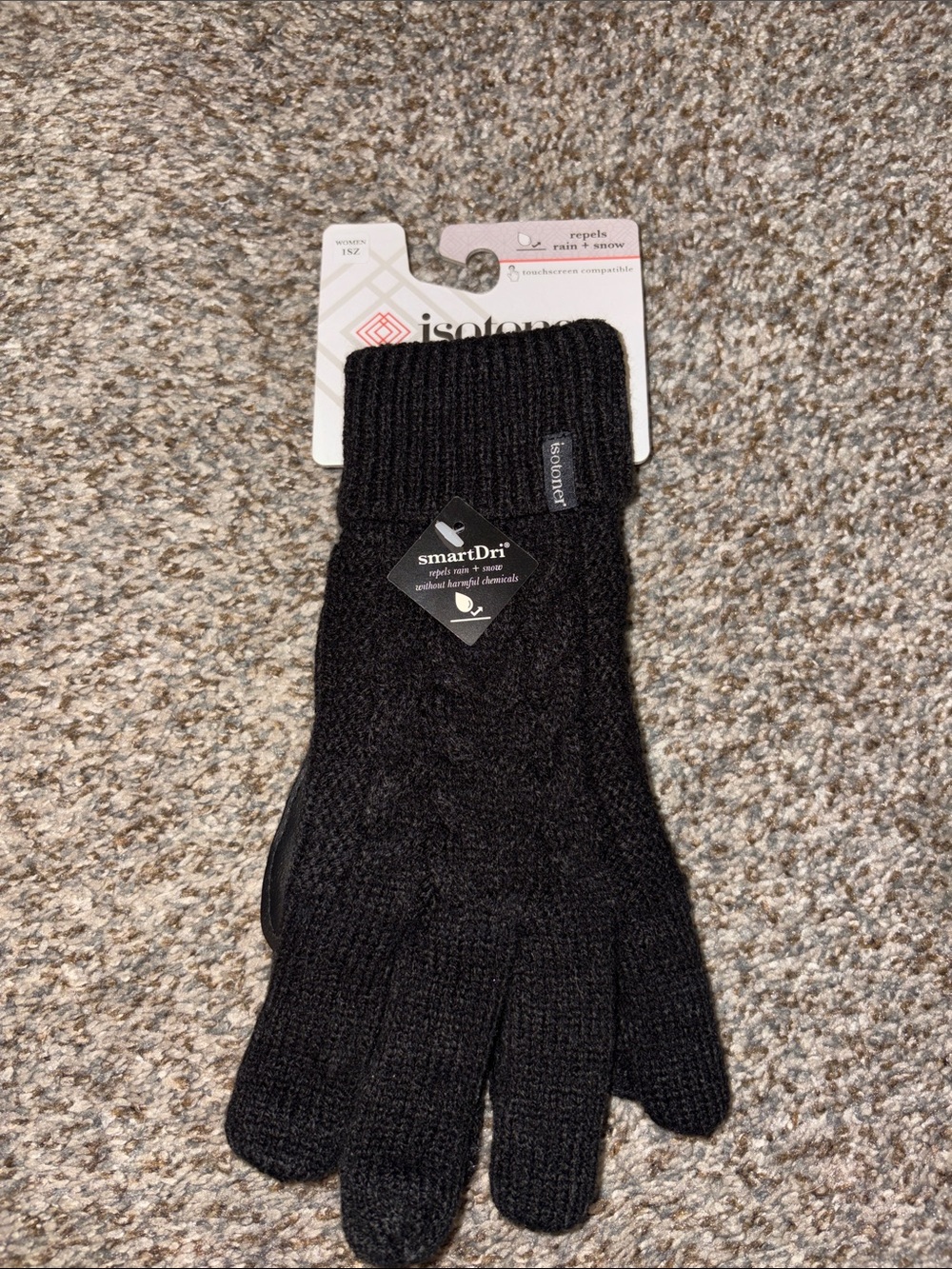 isotoner Women’s Black Knit Touchscreen Gloves